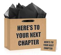 Wauprant Vintage Retirement Gift Bag with Wrapping Paper and Card Coworkers Leaving Gift Bag Here's to Your Next Chapter Bag for Farewell Going Away Goodbye New Beginnings Graduation Party Supplies