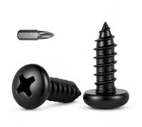 Wavana 50Pcs M5 x 12mm Black Self Tapping Screws, Pan Head Wood Screws | 304 Stainless Steel, Phillips Drive, Small Screw for Wood, Plastic, Furniture, and DIY Repair, with Bit