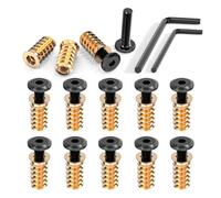 Wavanta 10Pcs M6 x 25mm Furniture Screw Nut Threaded Wood Inserts Bolt Fastener Connector Hex Socket Drive M6 x 20mm Screw-in Nuts with Wrenches