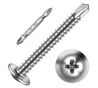 Wavanta 150Pcs Self Tapping Screws Metal, M4.2 x 38mm Wafer Head Self Drilling Screws for Metal, Stainless Steel Self Tapping Screw, Tek Screw with Screwdriver Bit