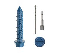 Wavanta 30Pcs M6.5 x 32mm Concrete Screws Anchor, Blue Slotted Hex Flange Head with Screwdriver and Drill Bit, Masonry Brick Stucco Cement Block Screws, Diamond Point