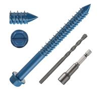 Wavanta 30Pcs M6.5 x 83mm Concrete Screws Anchor, Blue Slotted Hex Flange Head with Screwdriver and Drill Bit, Masonry Brick Stucco Cement Block Screws, Diamond Point