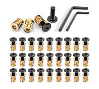 Wavanta 30Pcs M6 x 16mm Furniture Screw Nut Threaded Wood Inserts Bolt Fastener Connector Hex Socket Drive M6 x 15mm Screw-in Nuts with Wrenches