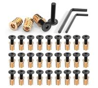 Wavanta 30Pcs M6 x 25mm Furniture Screw Nut Threaded Wood Inserts Bolt Fastener Connector Hex Socket Drive M6 x 15mm Screw-in Nuts with Wrenches