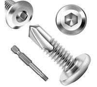 Wavanta 40Pcs Self Tapping Screws, 5 x 19mm Flat Head Self Drilling Screws for Metal, 410 Stainless Steel Screw, Hex Socket, Tek Screw with Screwdriver Bit