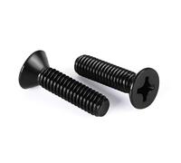 Wavanta 50Pcs M4 Bolts, M4 x 25mm Flat Countersunk Head Bolts Screws, Phillips Drive Machine Bolt, 304 Stainless Steel, Black Finish, Full Thread