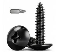 Wavanta 50Pcs M4 x 30mm Black Self Tapping Screws, Large Head Wood Screws | 304 Stainless Steel Phillips Screws with PH2 Bit, Black Coated Small Screws for Wood, Furniture, Cabinets, DIY Repair