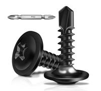 Wavanta 50Pcs Self Tapping Screws, M4.2 x 16mm Wafer Head Self Drilling Screws for Metal, Stainless Steel Self Tapping Screw, Black Oxide, Tek Screw with Screwdriver Bit