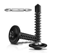 Wavanta 50Pcs Self Tapping Screws, M4.2 x 25mm Wafer Head Self Drilling Screws for Metal, Stainless Steel Self Tapping Screw, Black Oxide, Tek Screw with Screwdriver Bit