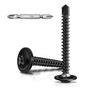Wavanta 50Pcs Self Tapping Screws, M4.2 x 38mm Wafer Head Self Drilling Screws for Metal, Stainless Steel Self Tapping Screw, Black Oxide, Tek Screw with Screwdriver Bit