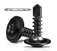 Wavanta 50Pcs Self Tapping Screws, M4.8 x 13mm Wafer Head Self Drilling Screws for Metal, Stainless Steel Self Tapping Screw, Black Oxide, Tek Screw with Screwdriver Bit