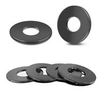Wavanta M5 Washers Black, 50Pcs M5 x 10mm Flat Washer, 304 Stainless Steel Metal Washers for Screws and Bolts, Black Finish