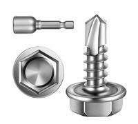 Wavanta Self Tapping Screws, 4.2 x 13mm Hex Washer Head Self Drilling Screws, 410 Stainless Steel Metal Screws, TEK Screws, Pack of 50