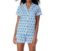 WAVDSYB Women Pajama Set Preppy Pjs Shorts 2 Piece Matching Pj Set Short Sleeve Button Down V-neck Pyjamas Set Loungewear(Blue,M)