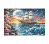 Wave Ancient Sailing Ship 1000 Piece Jigsaw Puzzle for Adults Jigsaw Post Work Relaxation Tool Challenging Fun for Friends Family Home Decor 1000 PCS