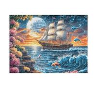 Wave Ancient Sailing Ship 500 Piece Jigsaw Puzzle for Adults Hallway Wall Art Statement Piece Precision Cut for Interior Design Lovers 500 PCS