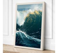 Wave at Crest Coastal Canvas Wall Art Print 24x16 Inch