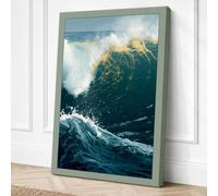 Wave at Crest Coastal Canvas Wall Art Print 30x20 Inch | Sage