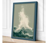 Wave at Crest Japandi Canvas Wall Art Print 18x12 Inch