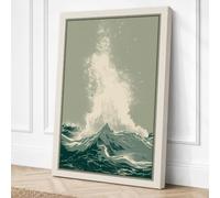 Wave at Crest Japandi Canvas Wall Art Print 24x16 Inch