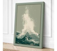 Wave at Crest Japandi Canvas Wall Art Print 36x24 Inch