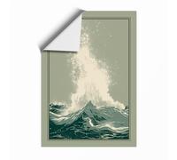 Wave at Crest Japandi Unframed Wall Art Print A4 (29.7×21cm), Wall Decor for Living Room, Bedroom, Office & Home, Art Gift