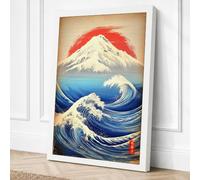 Wave Before Fuji Japandi Canvas Wall Art Print 30x20 Inch