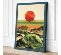 Wave Beneath the Sun Japandi Canvas Wall Art Print 24x16 Inch (61 x 41 cm)