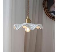 Wave Ceramic Suspended Chandelier White Ceramic Pendant Lamp E27 1-Light Semi-Embedded Ceiling Hanging Light Adjustable Bedroom Kitchen Lighting, Made in China