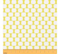 Wave Checkered Craft Fabric No Stretch,70S Modern Retro Aesthetic Soft Flannel Polyester,Geometric Minimalist Modern Ideal for Quilting & Handmade Artwork,Yellow White 2 Yard Bolt,72" L x 59" W