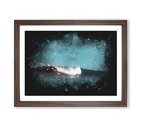 Wave Curl Paint Splash Modern Art Framed Print | A2 Walnut Framed Wall Art | Ready to Hang | Modern Nautical Picture | Living Room Bedroom Lounge Office