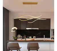 Wave Design LED Pendant Light, Modern Style Creative Metal Chandelier Height Adjustable Hanging Lamp For Kitchen Island, Dining Table,Gold+Stepless Dimming-120cm 60W