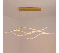 Wave Design LED Pendant Light Modern Style Metal Chandelier Adjustable Hanging Lamp for Kitchen Island Dining Table Gold 120cm 60W