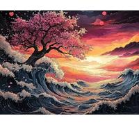 Wave Diamond Art Kits Adults, Square Drill Diamond Painting Landscape for Beginners, DIY Crystal Art for Adults, 5D Crystal Creations Kit Gifts, Gem Arts and Crafts for Home Decor 40x50cm C4-453