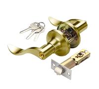 Wave Door Locking with Key - Gold Interior Door Lock Handle, Waves Style Lever Doors Handles, Entry Doors Lever with Locks | Ergonomic Interior and Exterior Locks for Home, Front Entrance