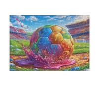 Wave Football 300 Pieces Classic Jigsaw Puzzle Surge Splash Orb Puzzle for Adults Concentration Training Wall Art Mental Exercise Halloween Durable Cardboard 300 PCS