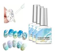Wave Gel Top Coat Nail Polish 10ml - Ocean Wave Nail Art Effect, Hollow Soft Ocean Texture Gel Polish, No Wipe UV/LED Top Coat for Salon & DIY Manicure (3 PCS)