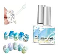 Wave Gel Top Coat Nail Polish 10ml - Ocean Wave Nail Art Effect, Hollow Soft Ocean Texture Gel Polish, No Wipe UV/LED Top Coat for Salon & DIY Manicure (2 PCS)