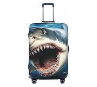 Wave Great White Shark Out of The Sea Elastic Travel Luggage Cover Suitcase Protector, Print Suitcase Baggage Cover Anti-Scratch
