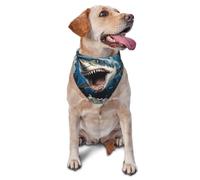 Wave Great White Shark Out Of The Sea Printed Graphic Pet Triangle Scarf For Dogs & Cats, Adjustable Cute Pet Bandana For & Photo Shoots