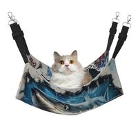 Wave Great White Shark Out Of The Sea Printed Pet Hammock - Sleeping Hammock For Cats, Rabbits, Ferrets, Puppies, Small Animals