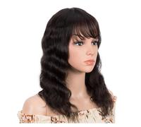 Wave Hair Short Wigs For Women Fashion Short Body Wave Human Hair Wigs With Bangs 180 24inches#Dark