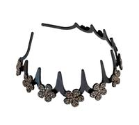 Wave Headband with Rhinestone Flowers and Curvy Design, Hair Accessory Wearable All Day Anti Rebel for Women Girls Daily Use Gym