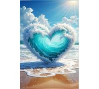 Wave Heart Beach Jigsaw Puzzles for Adults 300 Pieces Educational Toys Challenging Game 300 Piece Puzzles for Adults for The Whole for Women Gifts for Men