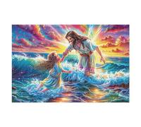 Wave Jesus Icon 1000 Piece Premium Jigsaw Puzzle Surge Radiance Haze Adult Jigsaws Brain Training Hobby Home Decor Winter Gift Unique Shaped Creativity & Gift Giving 1000 PCS