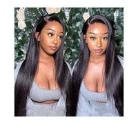 Wave Lace Front Wigs 12-30 Inch Bone Straight Lace Front Wig 150% Density Peruvian HD Transparent 13x4 13x6 Lace Frontal Human Hair Wigs for Women Natural Synthetic Hair Wigs(Transparent 13x4 Wig,14in