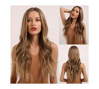Wave Lace Front Wigs 24 inch Brown Synthetic Wig for Women Long Wavy Brown Lace Front Wig Middle Part Wig Synthetic Heat Resistant Wigs Daily Party Use Natural Synthetic Hair Wigs(C)