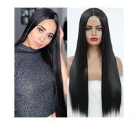 Wave Lace Front Wigs 26Inch Middle Part Synthetic Wigs For Black Women 180% Density Soft Long Straight Synthetic Wigs Heat Resistant Fiber Cosplay Natural Wigs, 5 Colors Natural Synthetic Hair Wigs(Na