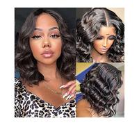 Wave Lace Front Wigs 8-16 Inches Brazilian Human Hair Wigs for Women 5×1 T Part Lace Natural Wig Pre Plucked with Baby Hair Body Wave Short Bob Lace Closure Wigs Natural Synthetic Hair Wigs(8inches)