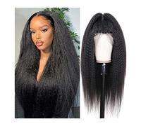 Wave Lace Front Wigs 8-28 Inch Kinky Straight Lace Wig 360 Lace Frontal Wig Pre Plucked Medium Brown Lace Remy Brazilian 4x4 Closure Wig Human Hair Wigs for Women Natural Synthetic Hair Wigs(360 Lace